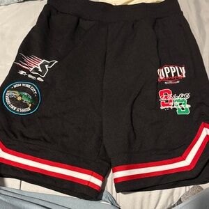 Black Kids Shorts with Red Accents